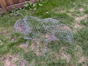 Bumble bee sculpture from chicken wire