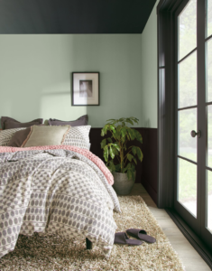 Dusty pale green paint colors in a master bedroom
