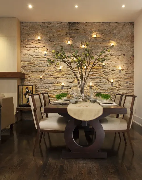 decorating ideas for your tall walls. Try adding some natural stone.
