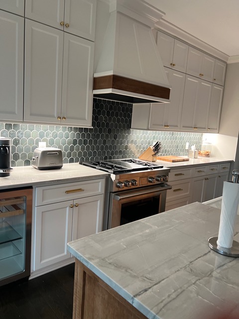 After photo of a home in Deephaven, Minnesota with Mosaic tile in the kitchen. 